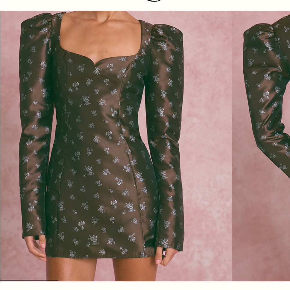 PrettyLittleThing Brown Floral Long Sleeve Dress